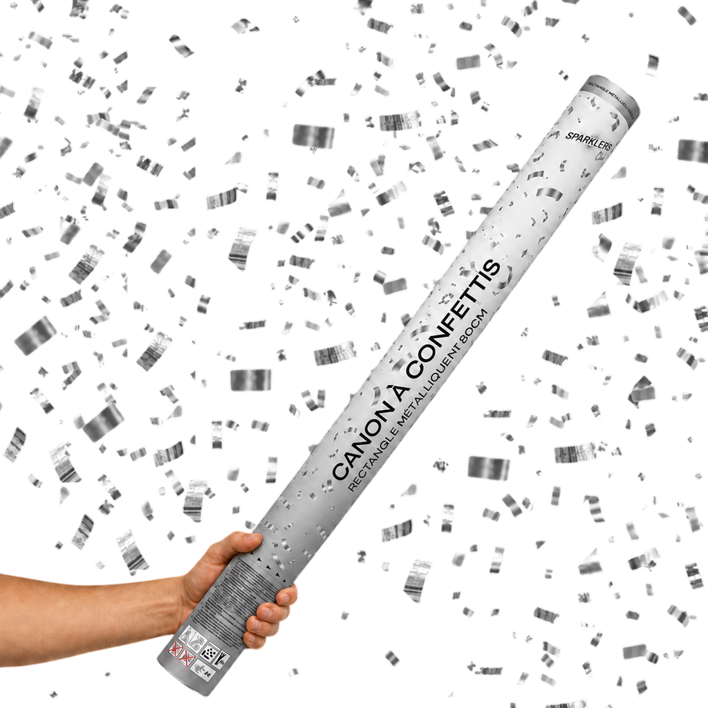 Confetti kanonnen 80 CM Zilver