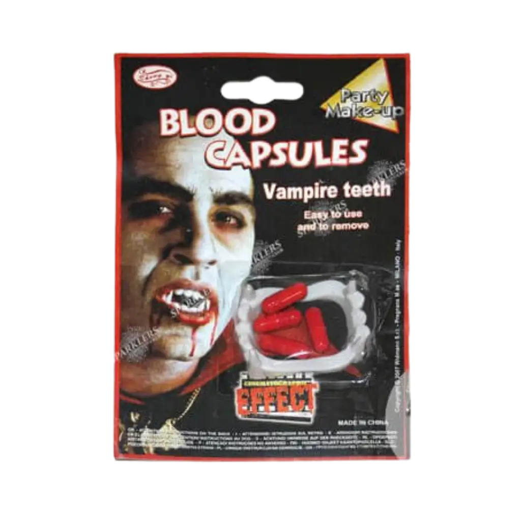 Vampierenkit met kunstgebit en nepbloedcapsules