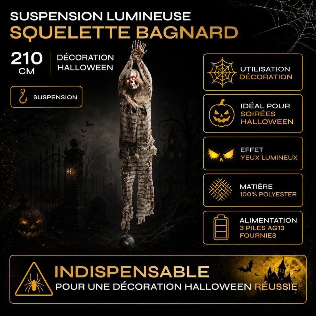 Skeletlamp met bal 210cm