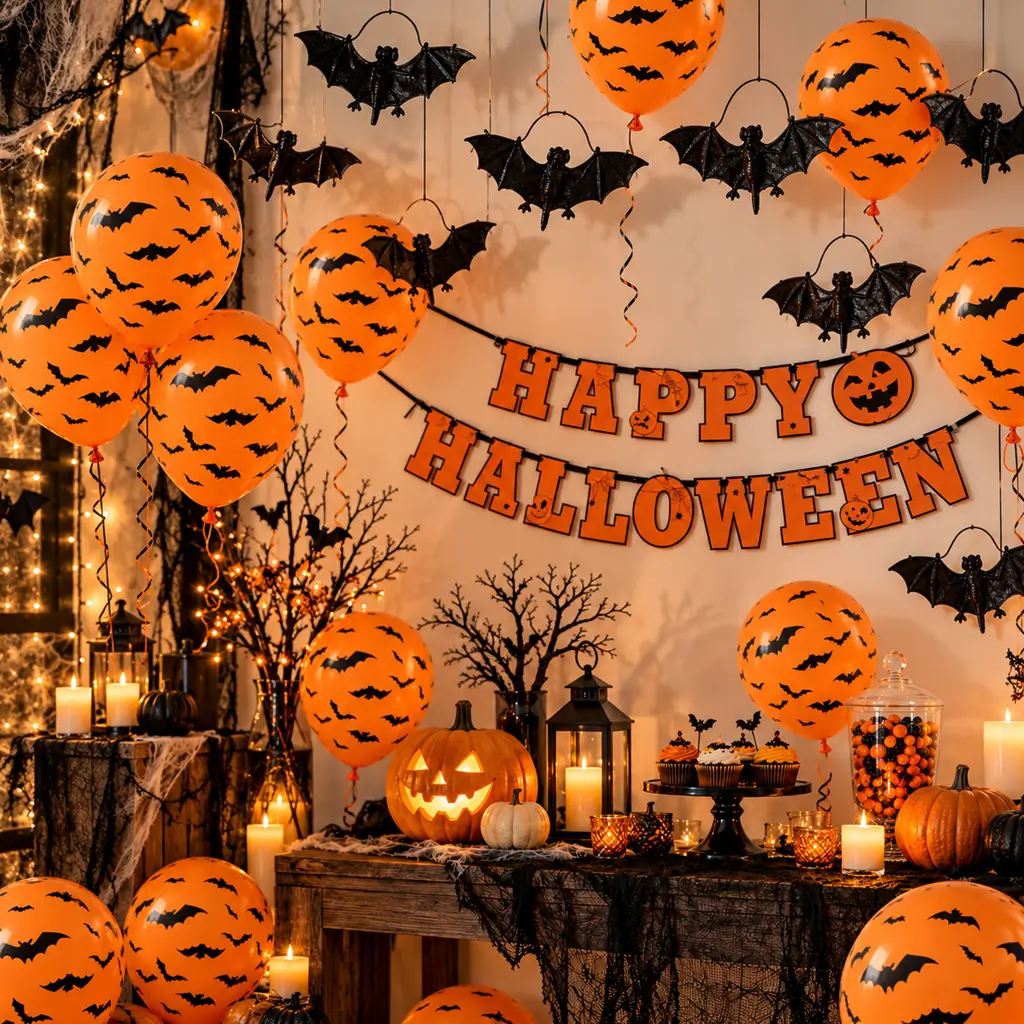 Set van 50 Halloween-ballonnen met vleermuizen