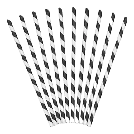 Set van 10 zwarte en witte papieren rietjes