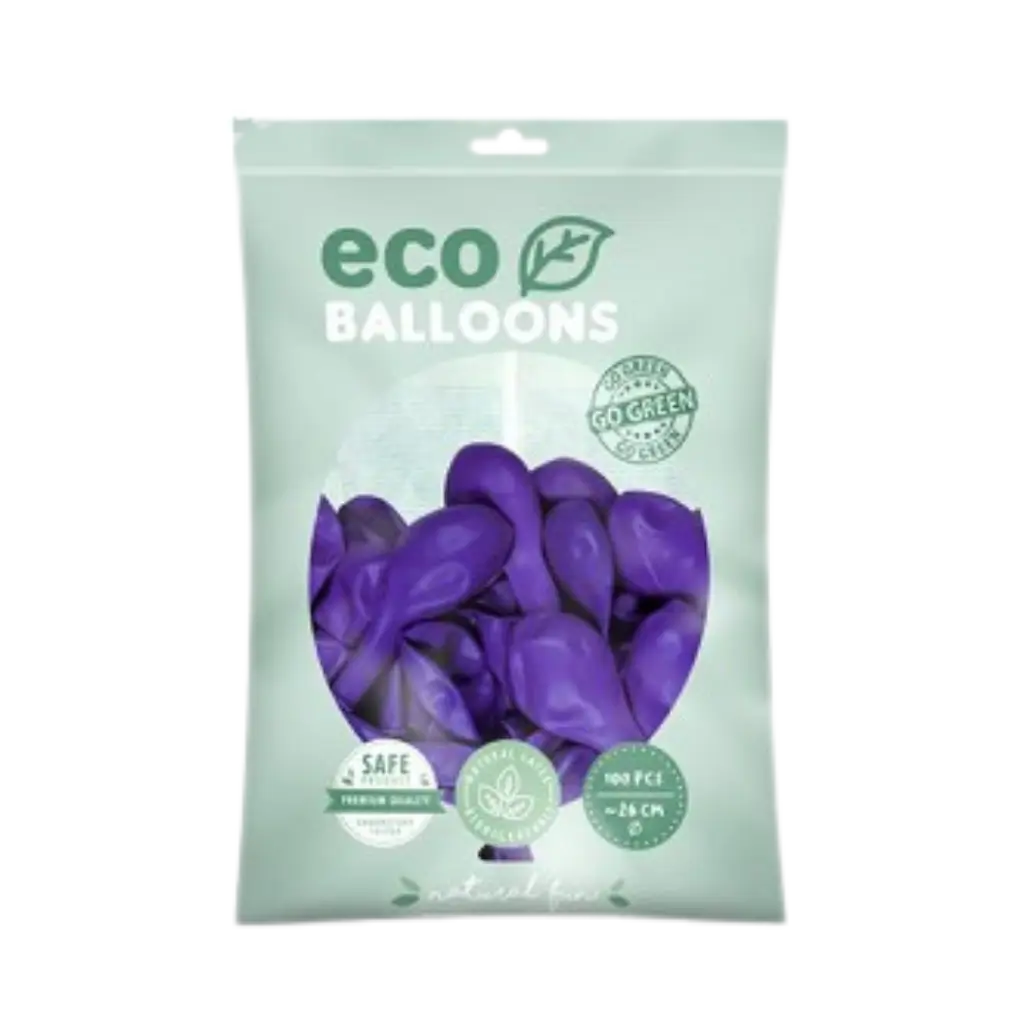 Pak van 100 paarse biologisch afbreekbare ballonnen