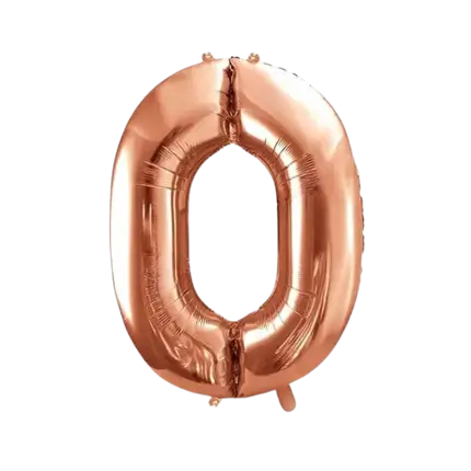 Verjaardagsballon nummer 0 roségoud 86cm