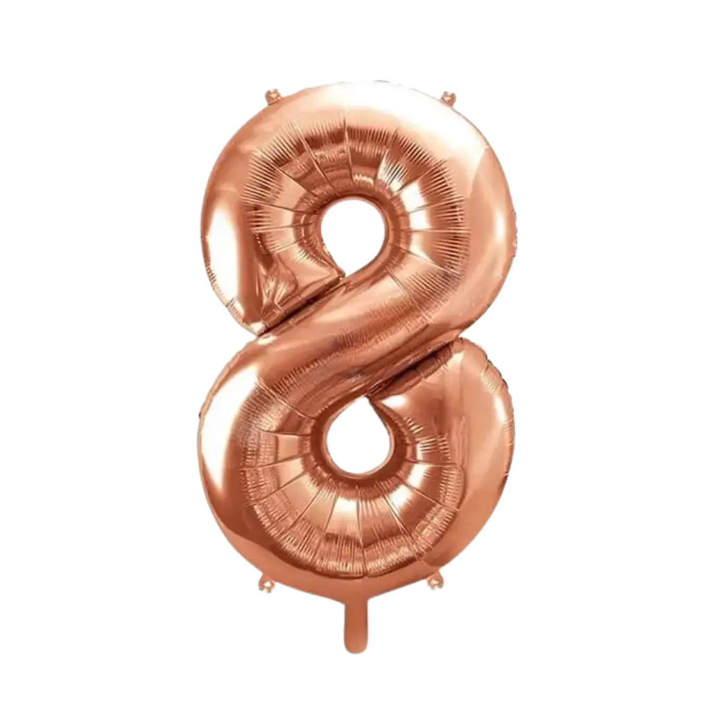 Verjaardagsballon nummer 8 roségoud 86cm