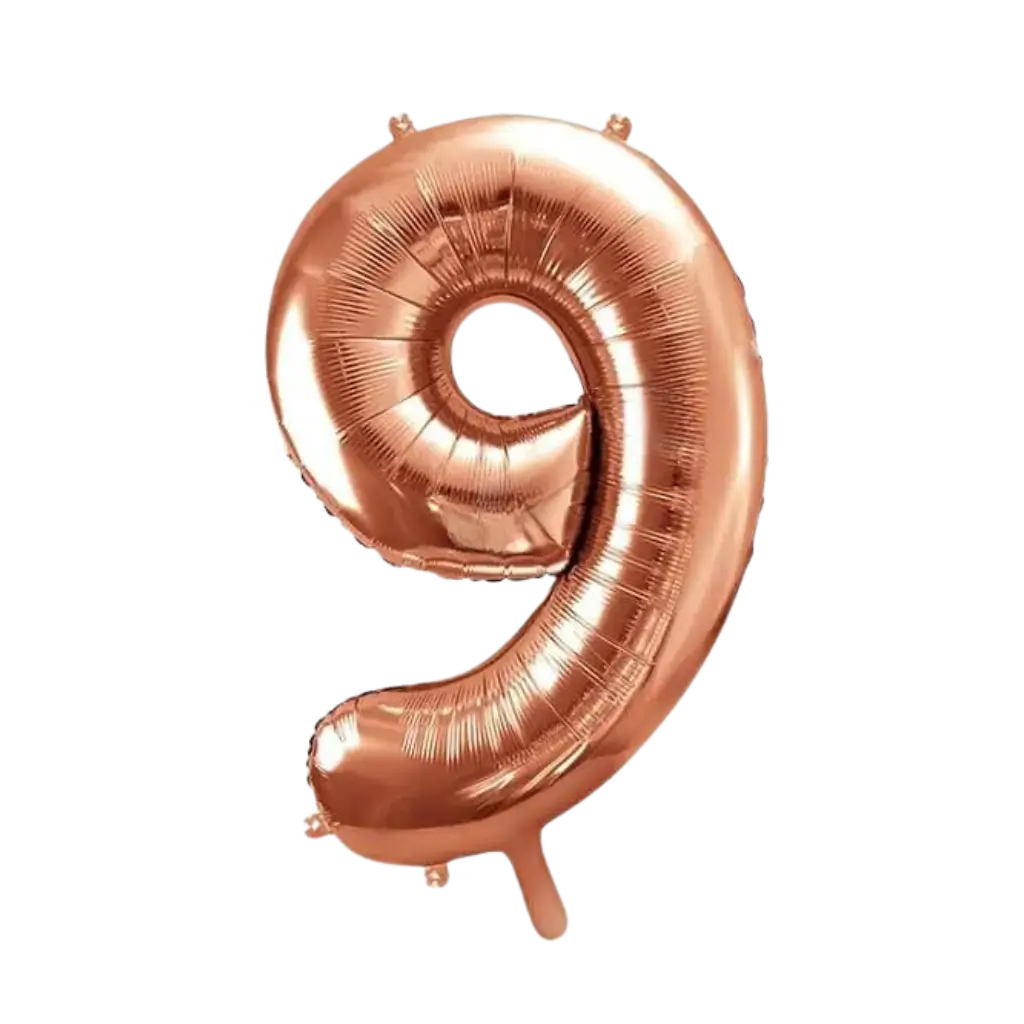 Verjaardagsballon nummer 9 roségoud 86cm
