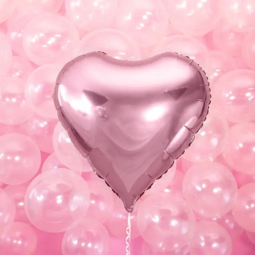 Hart ballon roze metallic 61cm