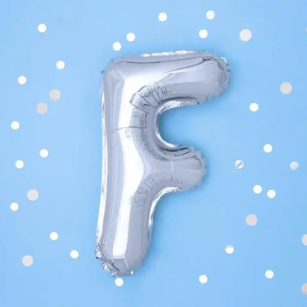 Ballon Letter F zilver - 35cm