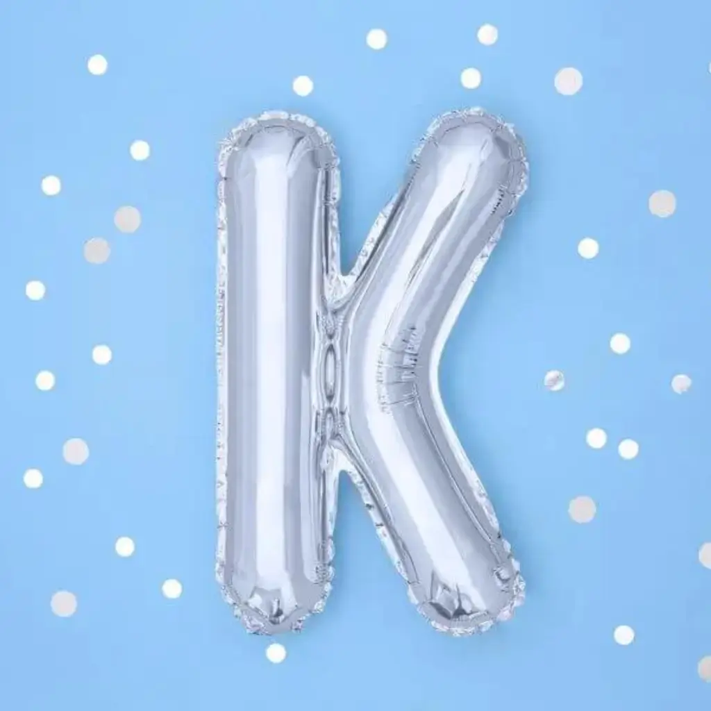 Ballon Letter K zilver - 35cm