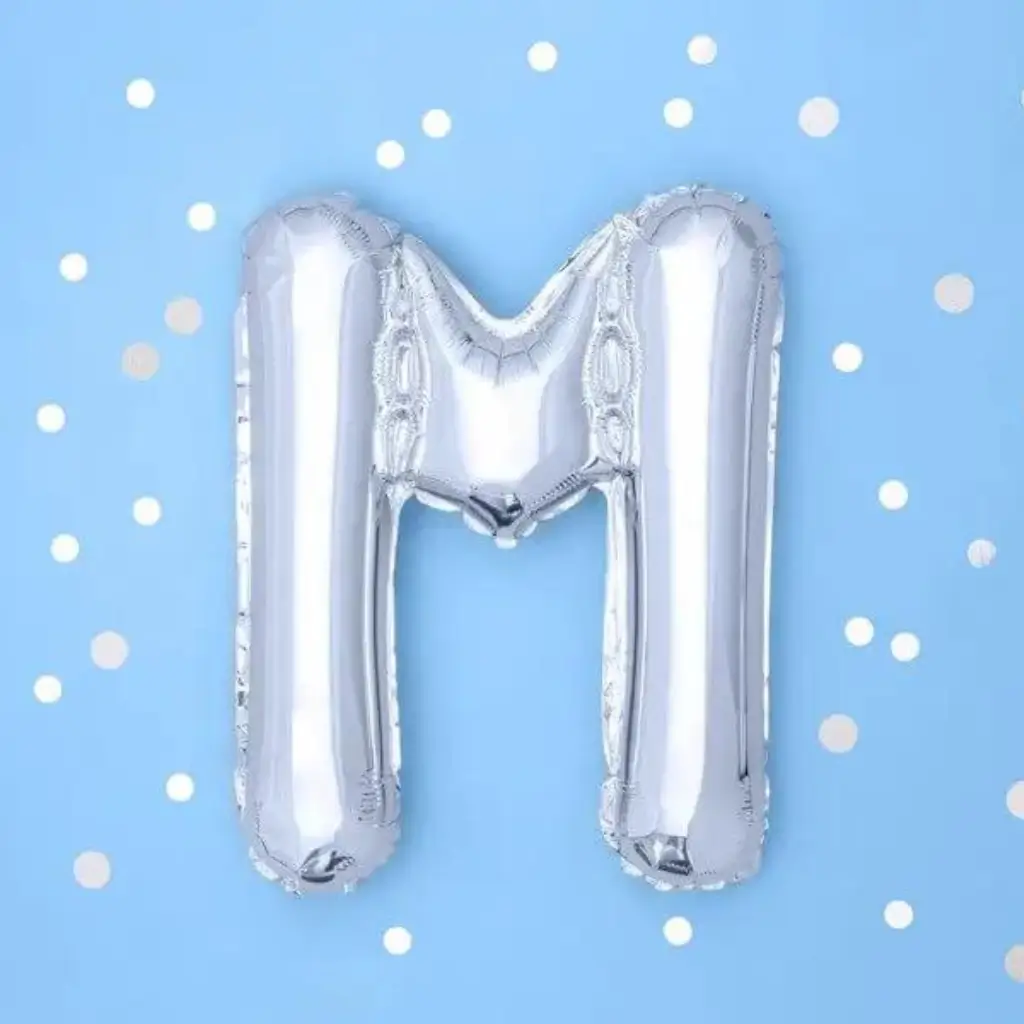 Ballon Letter M zilver - 35cm