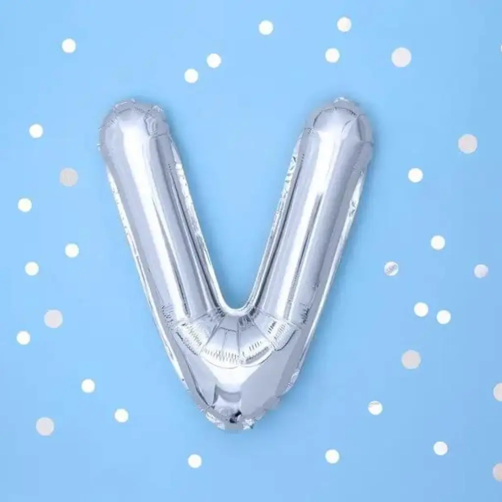 Ballon Letter V zilver - 35cm