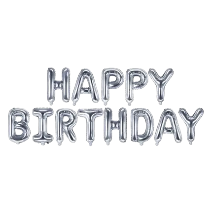 Gelukkige Verjaardag Ballon 340x35cm Zilver Metallic