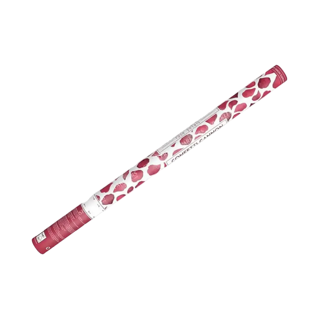 Confetti pistool 60cm roze bloemblaadjes rode kleur
