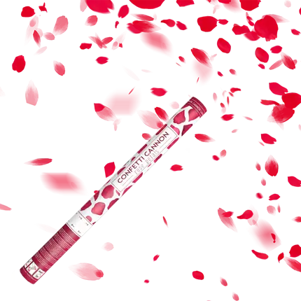 Confetti pistool 60cm roze bloemblaadjes rode kleur