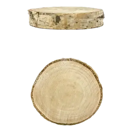 20 houten tafelkaartjes, diameter 4,5-6,5cm