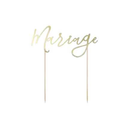 Taartdecoratie Bruiloft, goud, 22.5cm