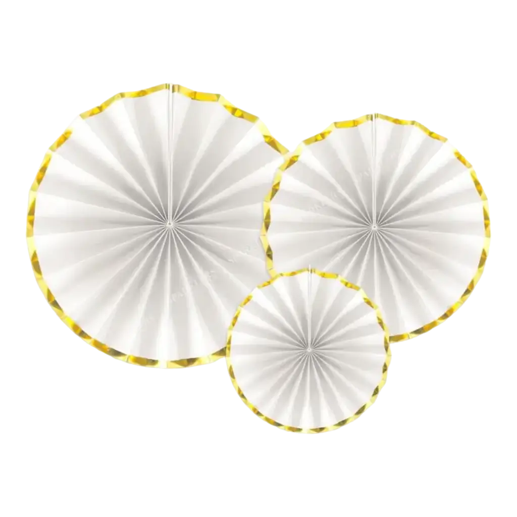 Witte decoratieve rozen met gouden randen (3 stuks)