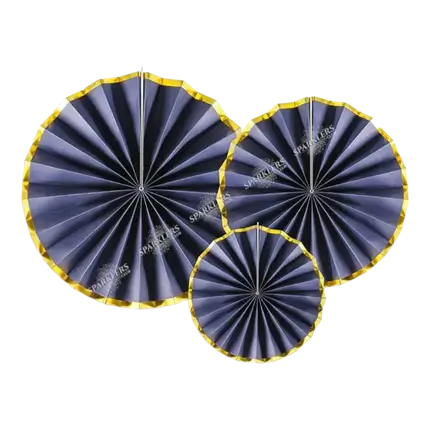 Decoratieve blauwe rozen met gouden randen (3 stuks)