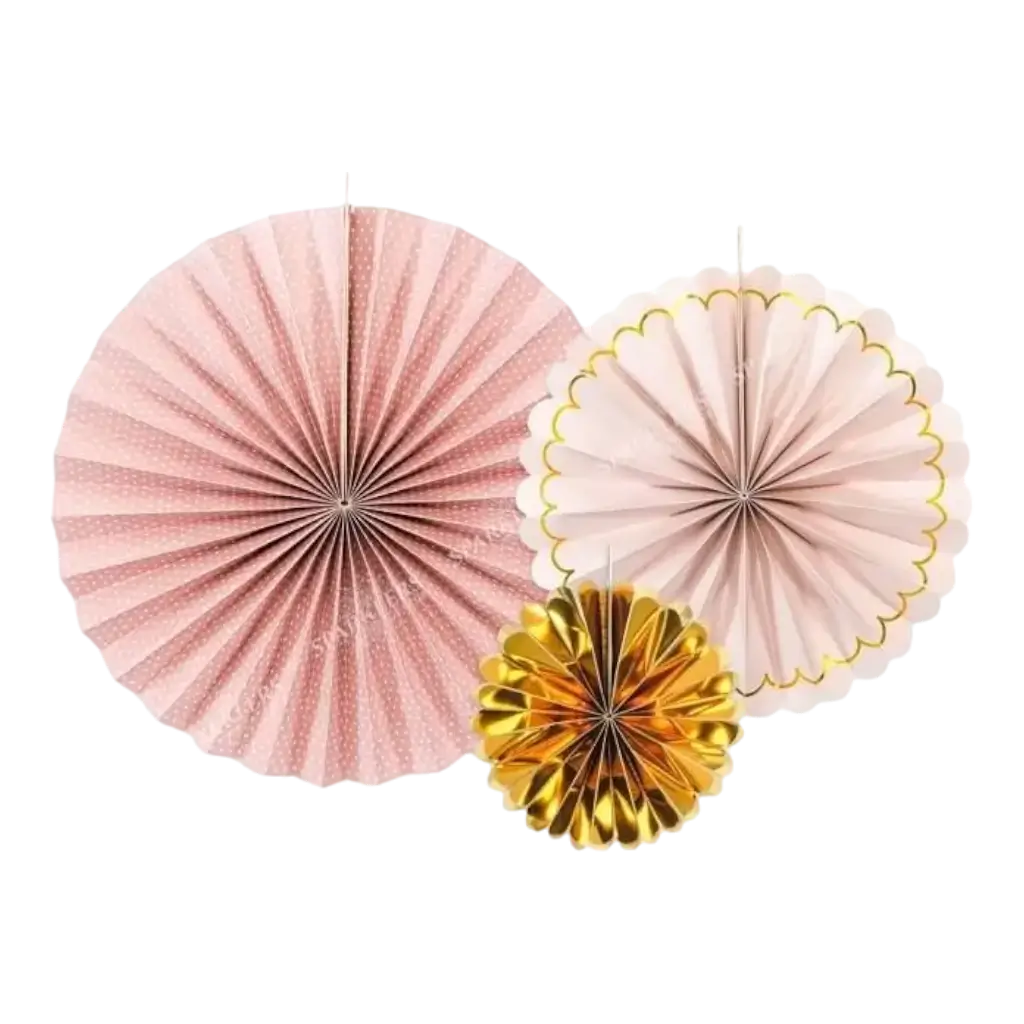 Decoratieve rozen roze & goud (3 stuks)