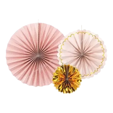 Decoratieve rozen roze & goud (3 stuks)