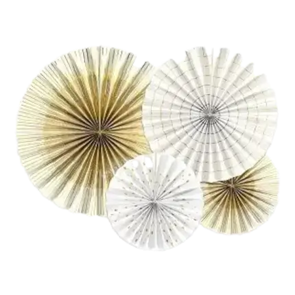 Witte decoratieve rozen met gouden motieven (4 stuks)