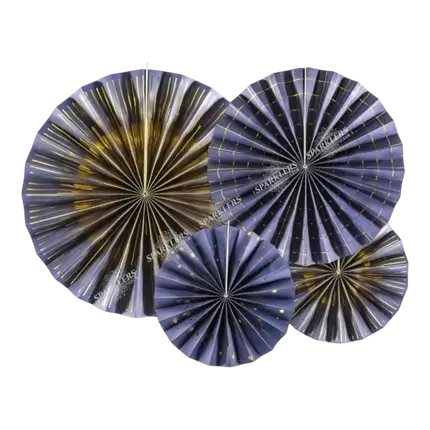 Blauwe decoratieve rozen met gouden motieven (4 stuks)