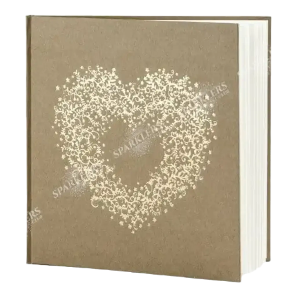 Bruiloft gastenboek kraft met gouden ornament 22 pagina's