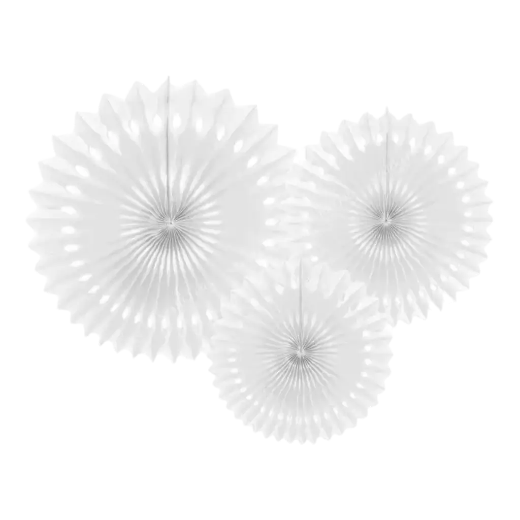 Decoratieve rozetten, wit, 20-30 cm (3 stuks)