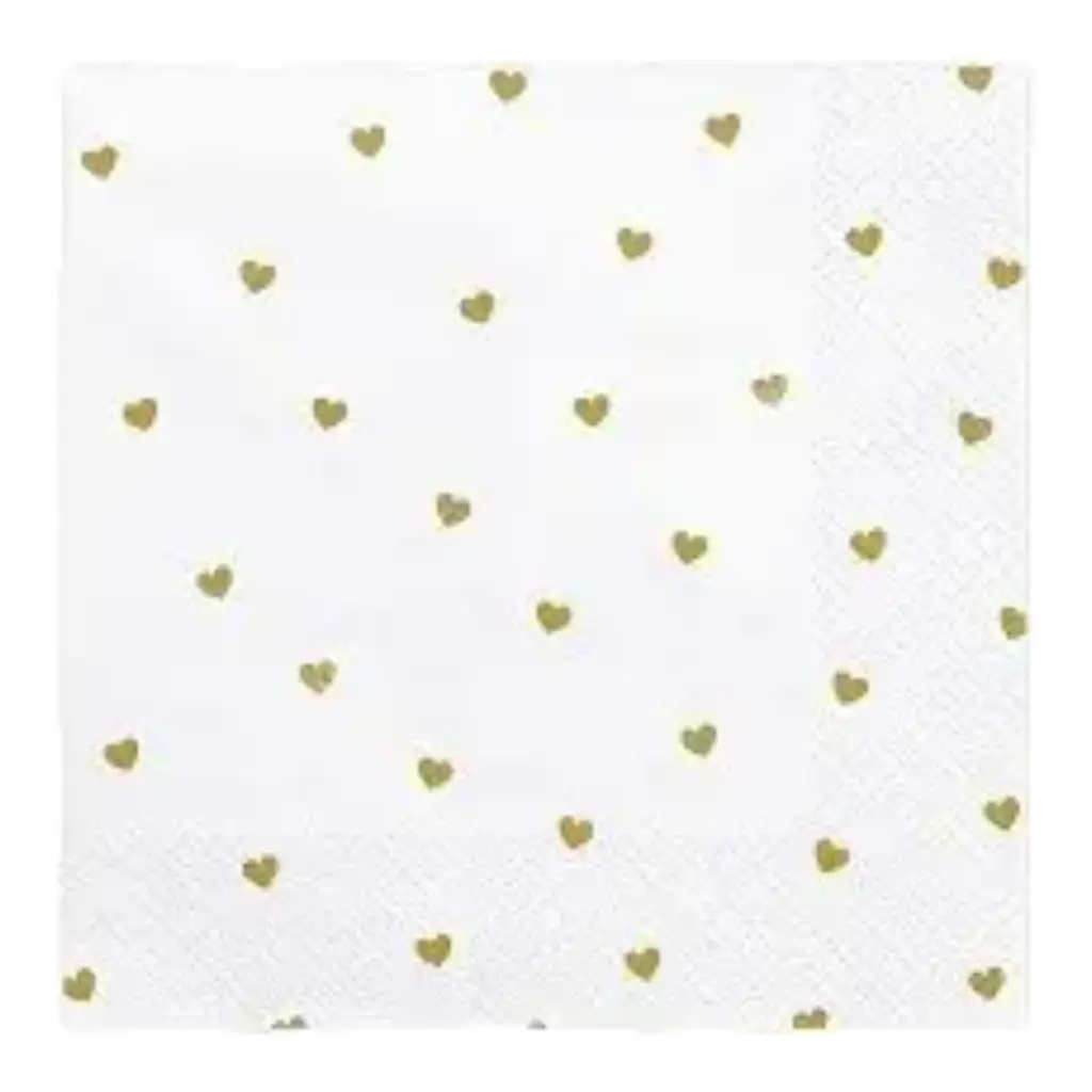 Witte papieren handdoek met gouden hart (set van 20)