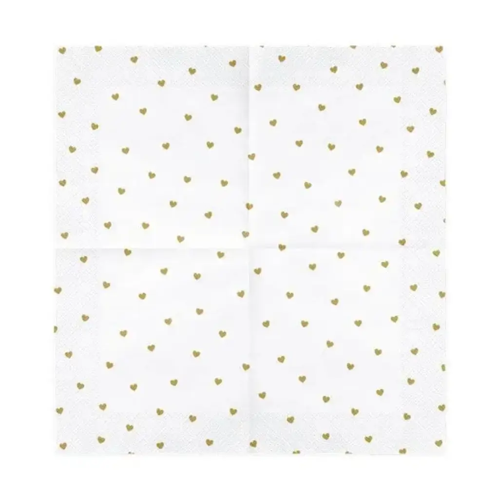 Witte papieren handdoek met gouden hart (set van 20)