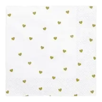 Witte papieren handdoek met gouden hart (set van 20)