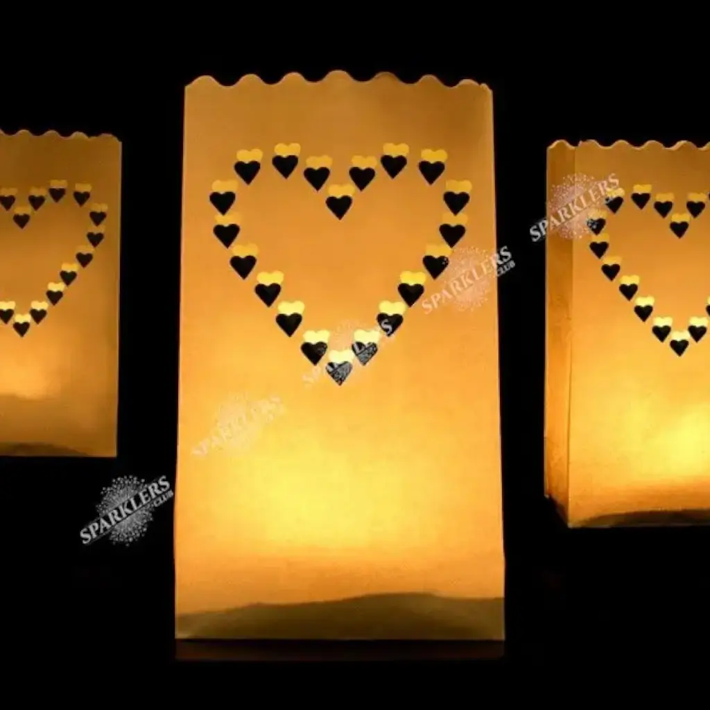 Bruiloft lantaarn met hartjes x10