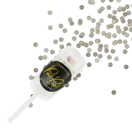 Zilveren push pop confetti