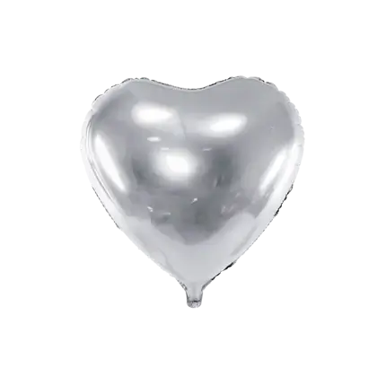 Hart ballon zilver metallic 61cm