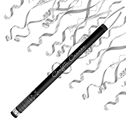 80 CM Streamer Confetti Kanonnen Zilver