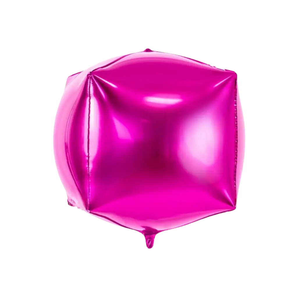 Donkerroze metallic ballon kubus
