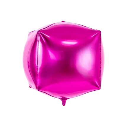 Donkerroze metallic ballon kubus