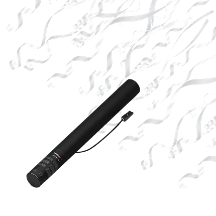 Elektrisch confetti pistool Streamer wit 50 cm
