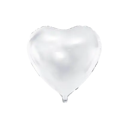 Witte metalen hart ballon 61cm
