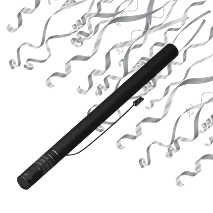 Streamer Elektrisch Confetti Kanon Zilver Metallic 80cm