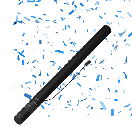 Elektrisch confetti pistool blauw 80 cm