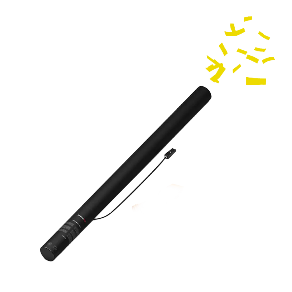 Geel elektrisch confetti pistool 80 cm