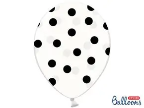 Set van 50 transparante ballonnen met zwarte ronde patronen