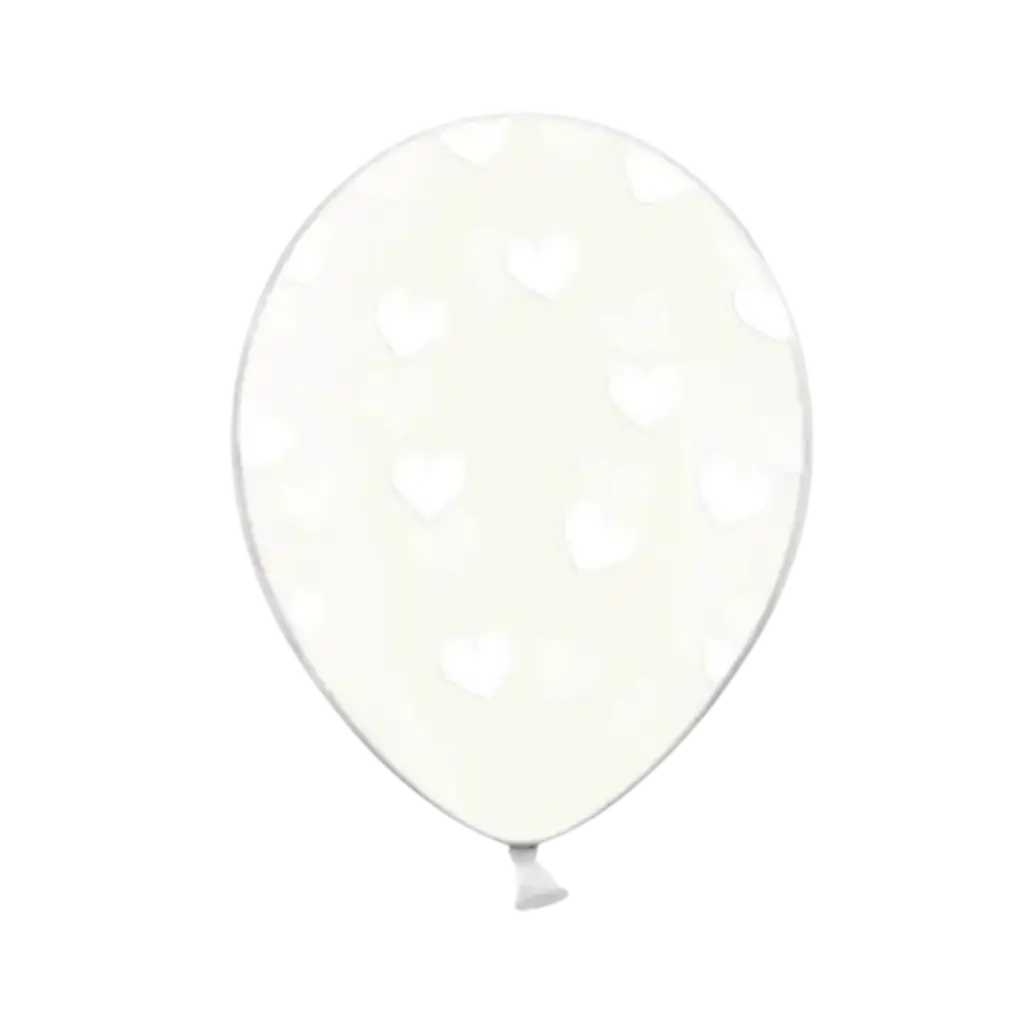 Set van 50 transparante ballonnen met wit hartontwerp