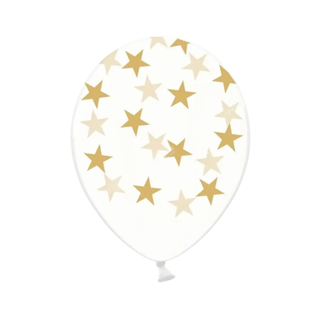 50 transparante ballonnen met gouden ster patroon