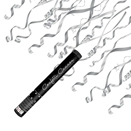 40cm Streamer Confetti Stokken Zilver