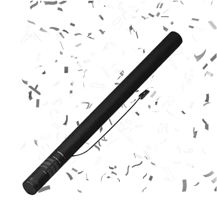 Elektrisch confetti pistool Wit & Zilver 80 cm