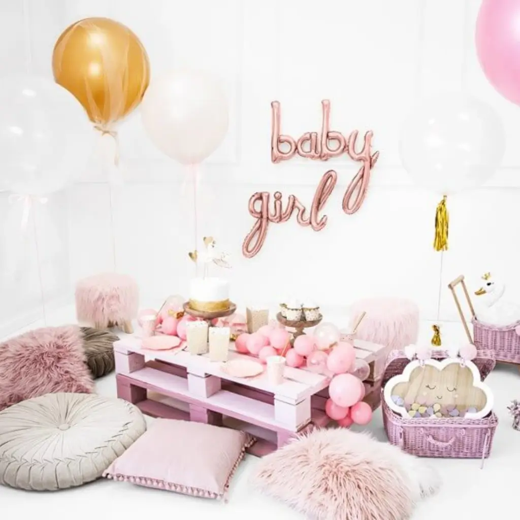 Metalen ballon Baby Roze Goud 73x75cm