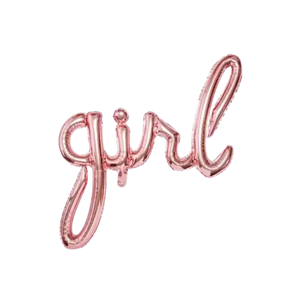 Metalen ballon Meisje Roze Goud 77x70cm