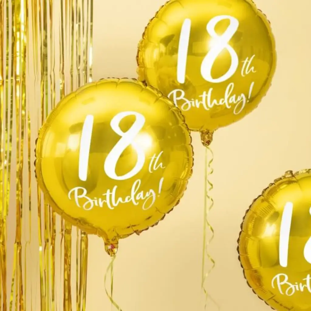 18e verjaardag ballon goud ø45cm