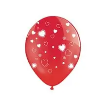 Set van 50 rode ballonnen met witte harten